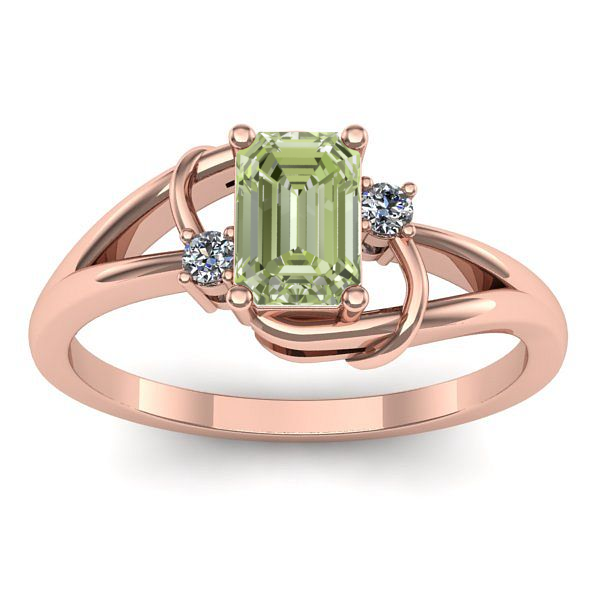 Inel logodna cu diamant de laborator verde dreptunghiular
