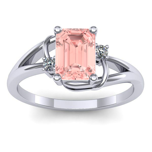 Inel de logodna cu diamant de laborator roz dreptunghiular