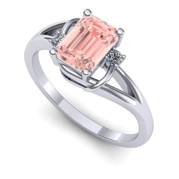 Inel logodna din aur alb cu diamant de laborator roz