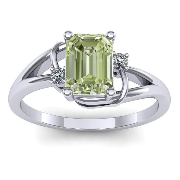 Inel cu diamant de laborator verde dreptunghiular