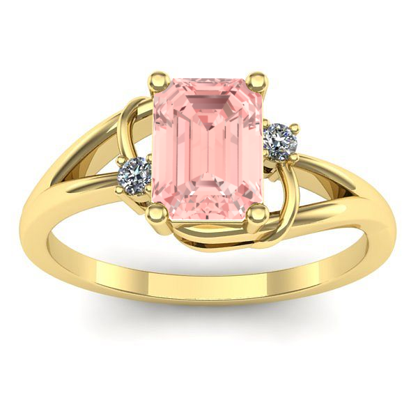 Inel de logodna cu diamant de laborator roz dreptunghiular