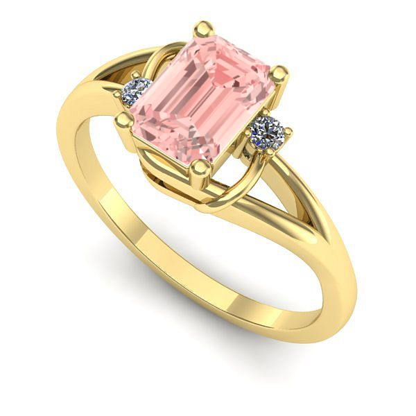 Inel din aur galben cu diamant de laborator roz