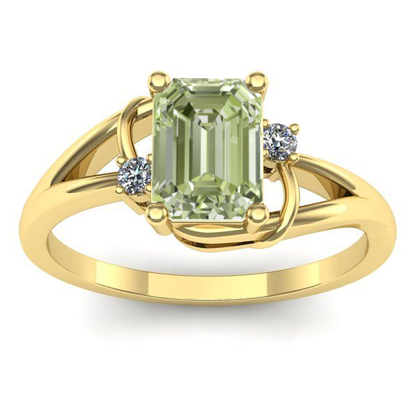 Inel cu diamant de laborator verde dreptunghiular