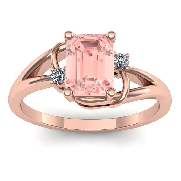 Inel de logodna cu diamant de laborator roz dreptunghiular