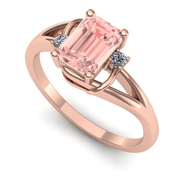 Inel din aur roz cu diamant de laborator roz