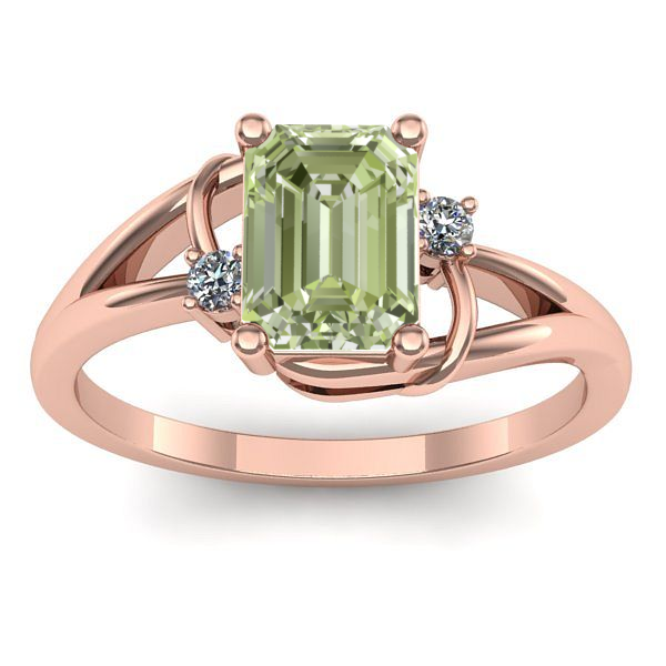 Inel logodna cu diamant de laborator verde dreptunghiular