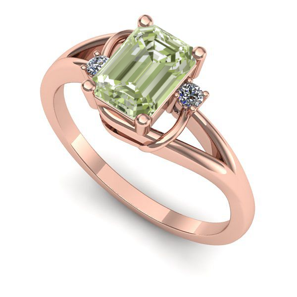 Inel logodna din aur roz cu diamant de laborator verde