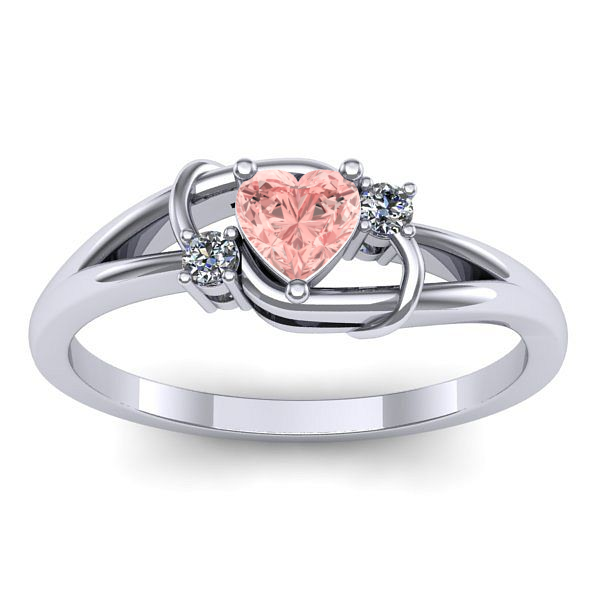 Inel cu diamant de laborator roz inima