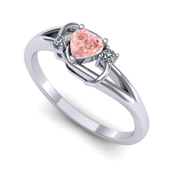 Inel logodna din aur alb cu diamant de laborator roz