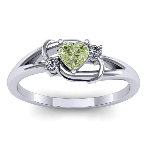 Inel de logodna cu diamant de laborator verde inima