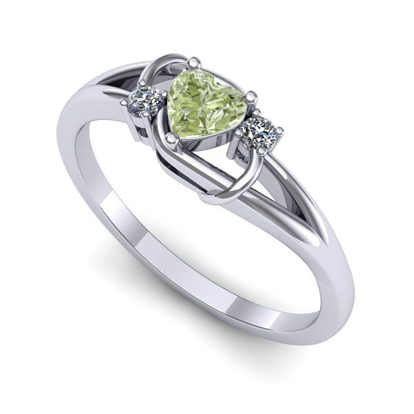 Inel din aur alb cu diamant de laborator verde