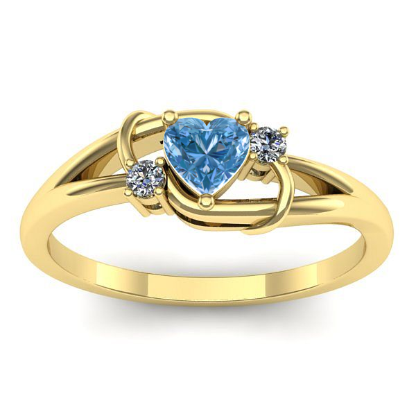 Inel de logodna cu diamant de laborator albastru inima