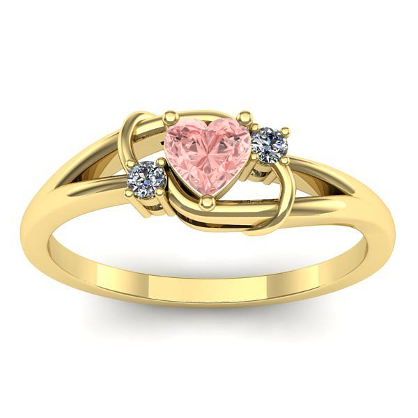 Inel logodna cu diamant de laborator roz inima