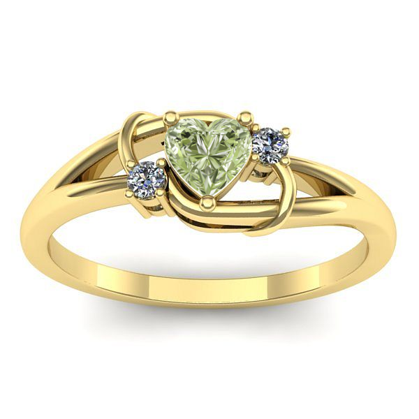 Inel logodna cu diamant de laborator verde inima