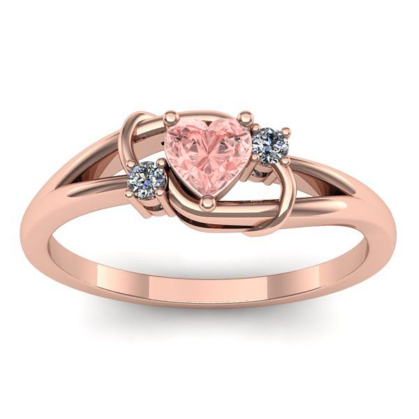 Inel cu diamant de laborator roz inima