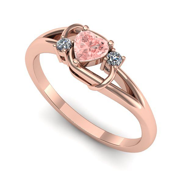 Inel logodna din aur roz cu diamant de laborator roz