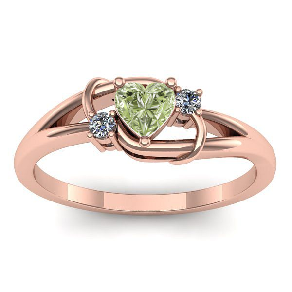 Inel logodna cu diamant de laborator verde inima