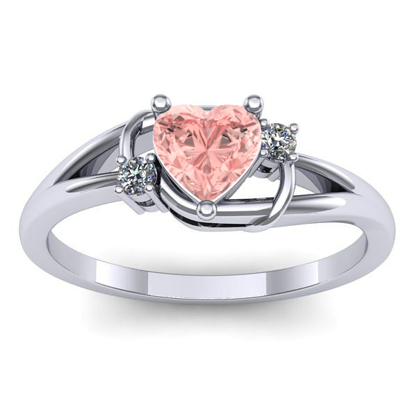 Inel cu diamant de laborator roz inima