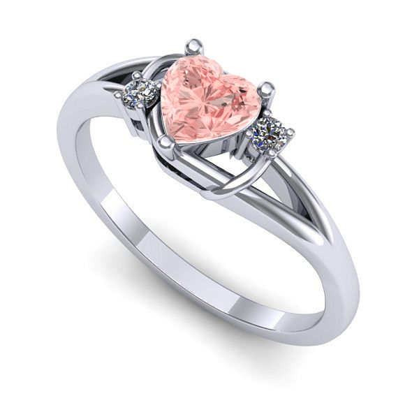 Inel din aur alb cu diamant de laborator roz