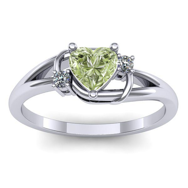 Inel cu diamant de laborator verde inima