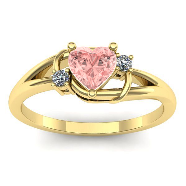 Inel de logodna cu diamant de laborator roz inima