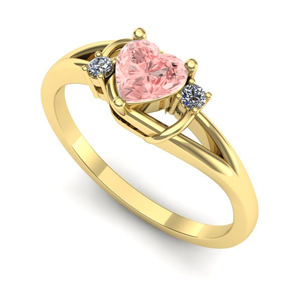 Inel din aur galben cu diamant de laborator roz