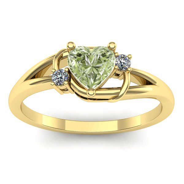 Inel de logodna cu diamant de laborator verde inima