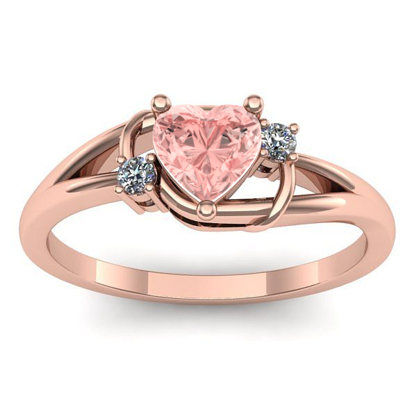 Inel de logodna cu diamant de laborator roz inima