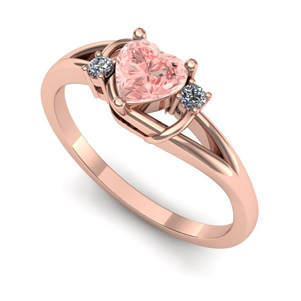 Inel din aur roz cu diamant de laborator roz