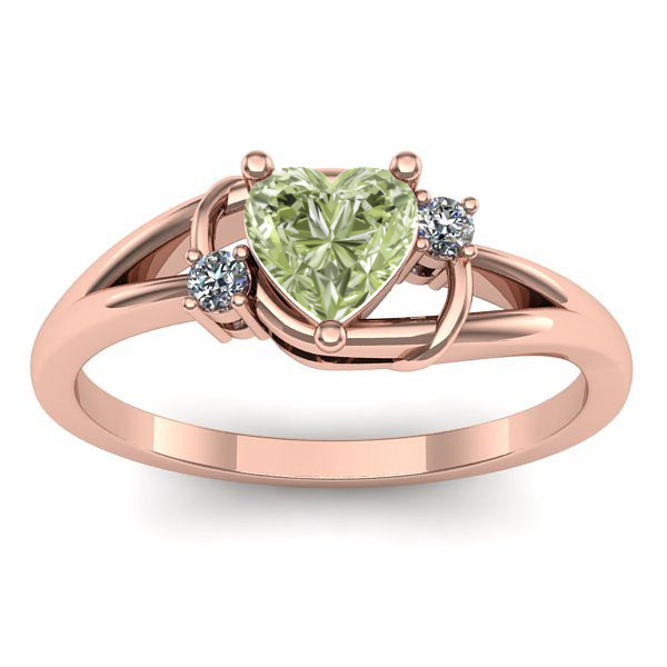 Inel de logodna cu diamant de laborator verde inima