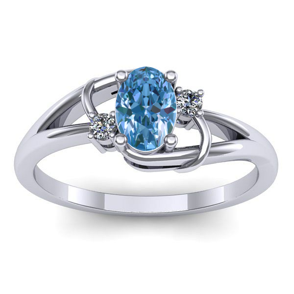 Inel logodna cu diamant de laborator albastru oval