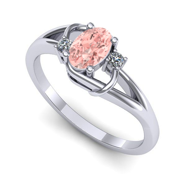 Inel de logodna din aur alb cu diamant de laborator roz