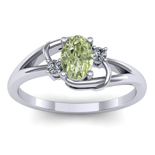 Inel logodna cu diamant de laborator verde oval