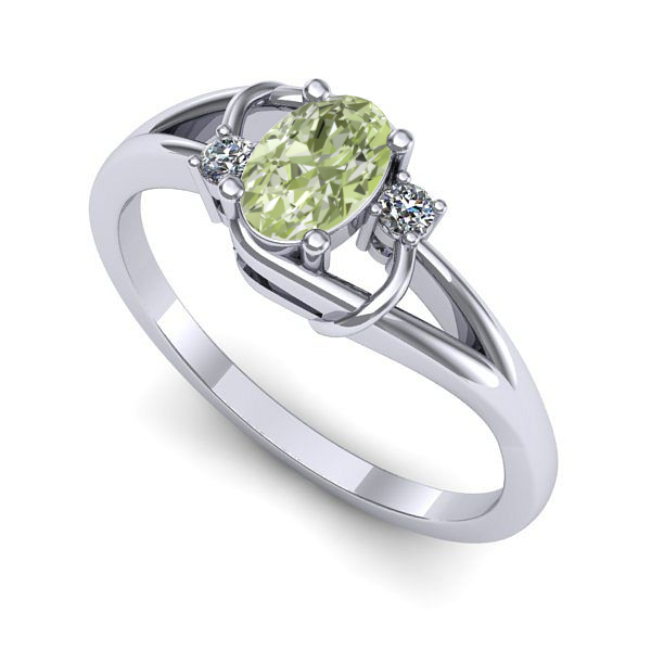 Inel logodna din aur alb cu diamant de laborator verde