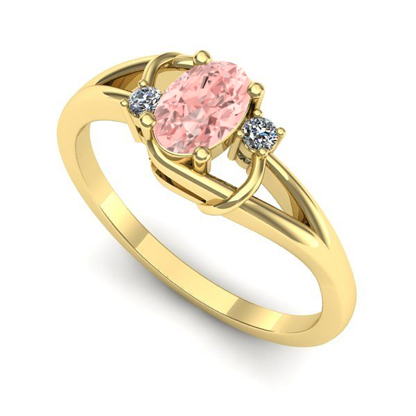 Inel de logodna din aur galben cu diamant de laborator roz