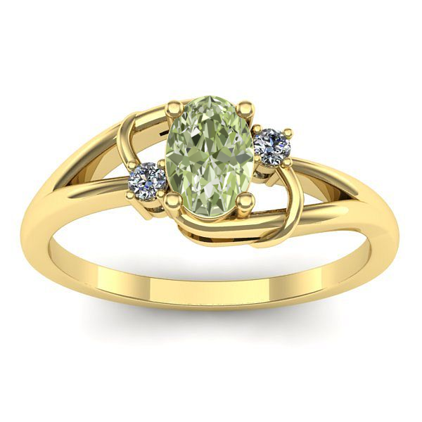 Inel de logodna cu diamant de laborator verde oval