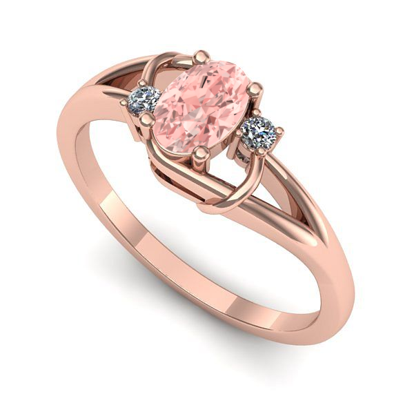 Inel de logodna din aur roz cu diamant de laborator roz