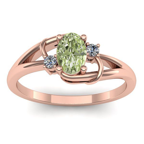 Inel cu diamant de laborator verde oval