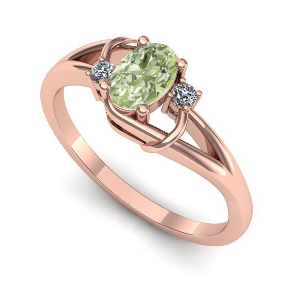 Inel de logodna din aur roz cu diamant de laborator verde