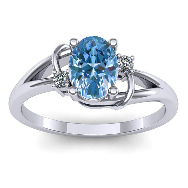 Inel logodna cu diamant de laborator albastru oval