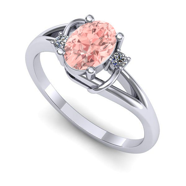 Inel din aur alb cu diamant de laborator roz