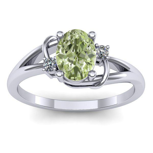 Inel logodna cu diamant de laborator verde oval