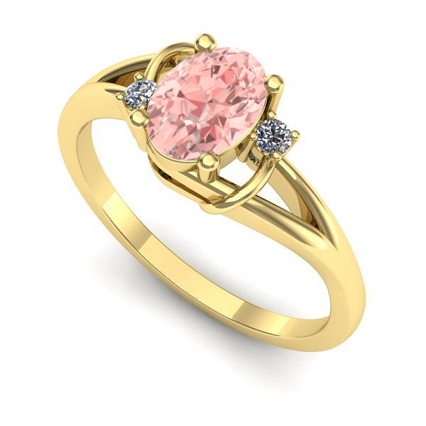 Inel de logodna din aur galben cu diamant de laborator roz