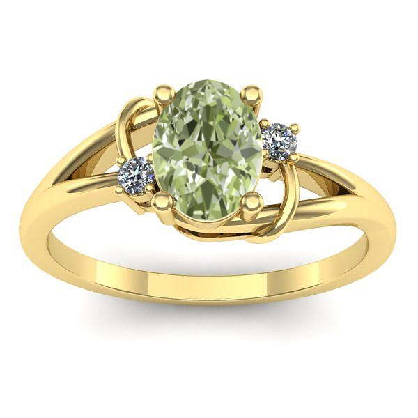 Inel cu diamant de laborator verde oval