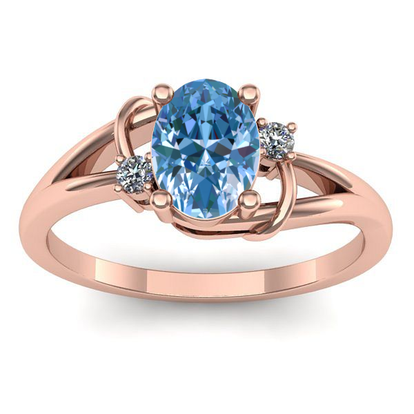 Inel logodna cu diamant de laborator albastru oval