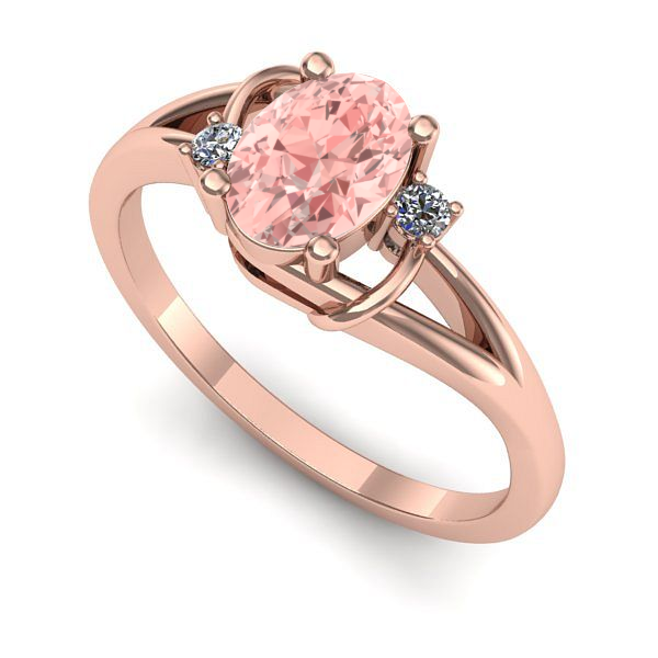 Inel de logodna din aur roz cu diamant de laborator roz