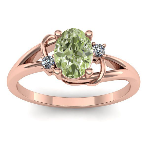 Inel logodna cu diamant de laborator verde oval