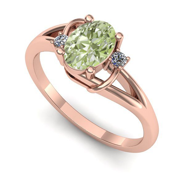 Inel logodna din aur roz cu diamant de laborator verde