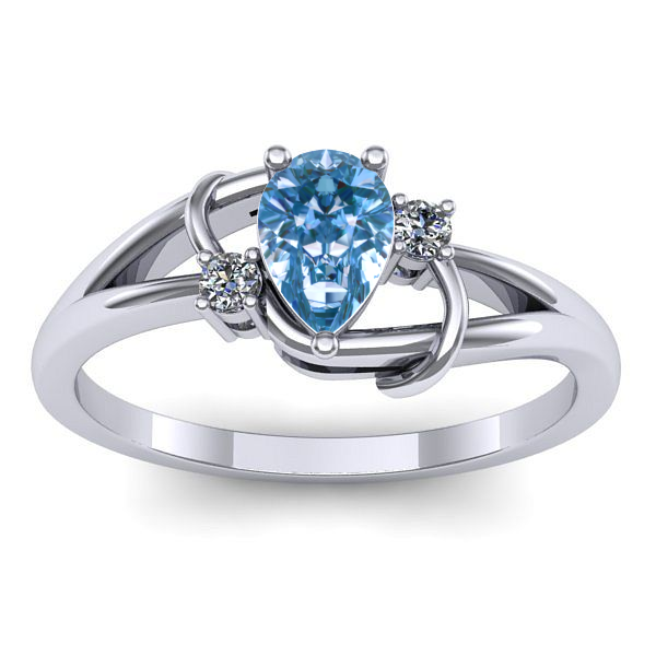 Inel cu diamant de laborator albastru lacrima