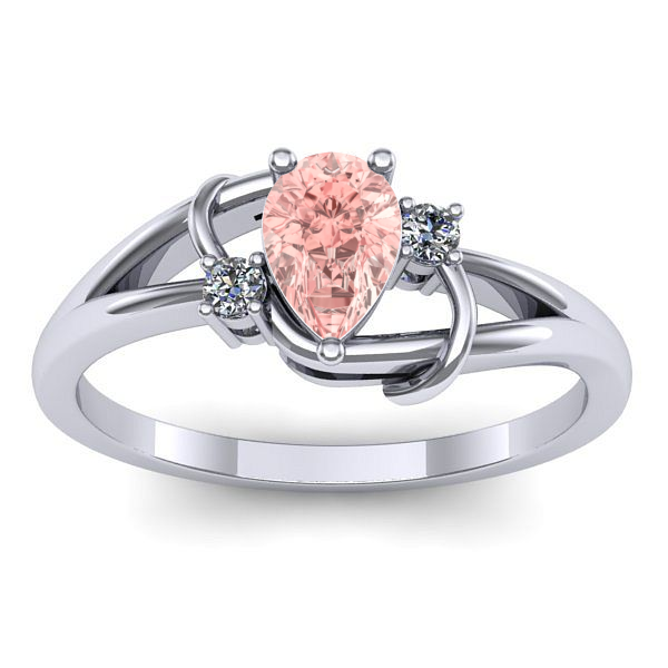 Inel logodna cu diamant de laborator roz lacrima